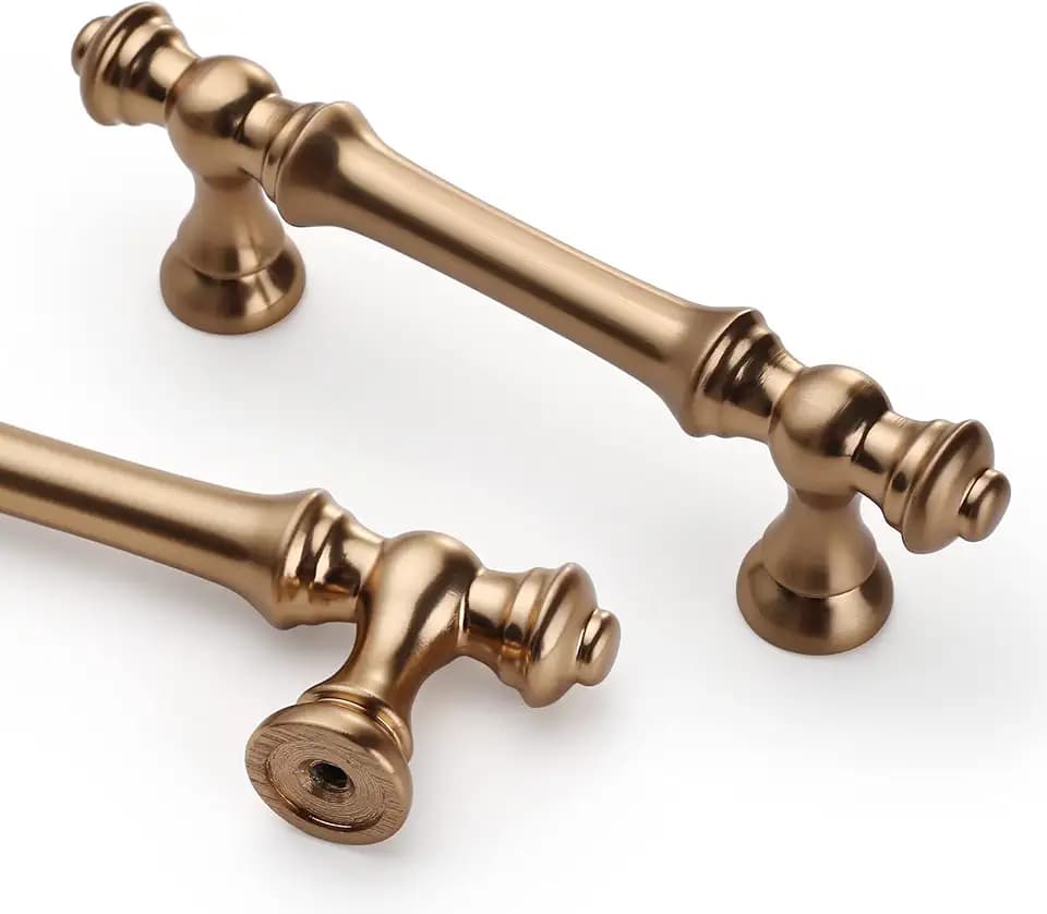 Asidrama 6 Pack 3 Inch(76mm) Champagne Bronze Kitchen Cabinet Handles,Brushed Brass Cabinet Pulls Kitchen Cabinet Hardware for Cupboard Gold Drawer Pulls
