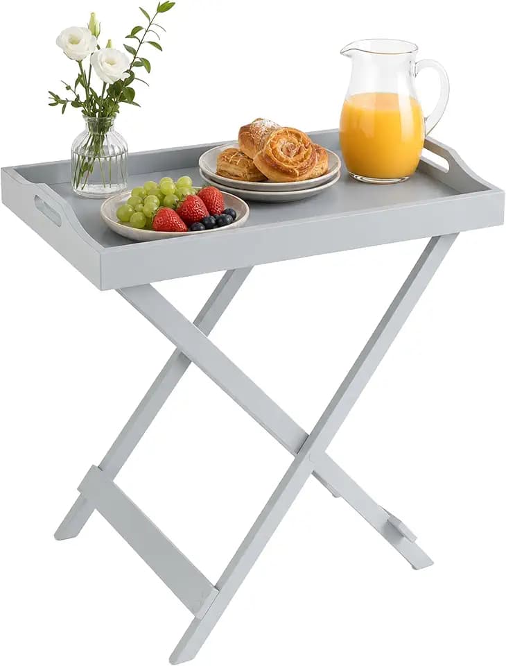 Lavish Home Folding TV Tray Table with Removable Tray Top, Gray, 22 Inch