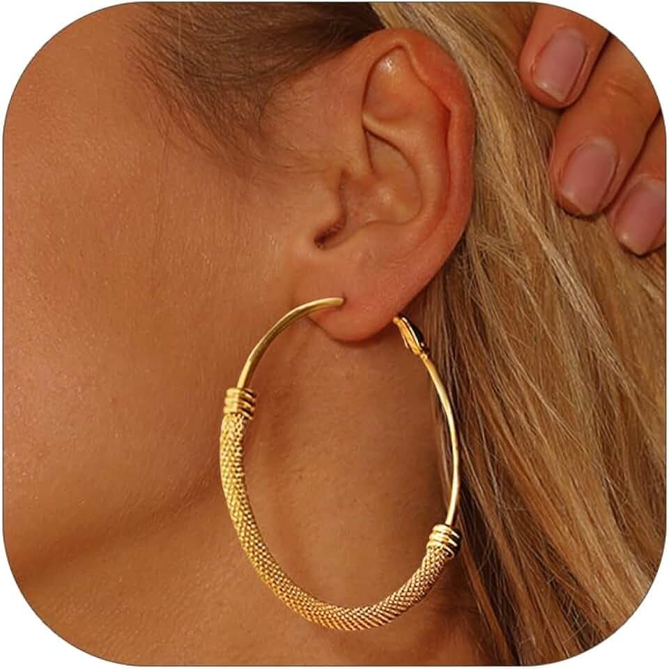 FOCALOOK Large Hoop Earrings for Women, Big Chunky Statement Hoops Earrings