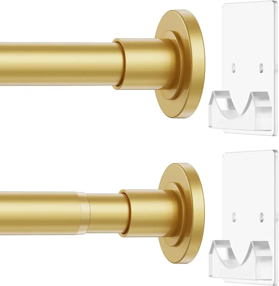 CorkLatta Gold Adjustable Shower Curtain Rod 32 to 80 inch with 2 Holders