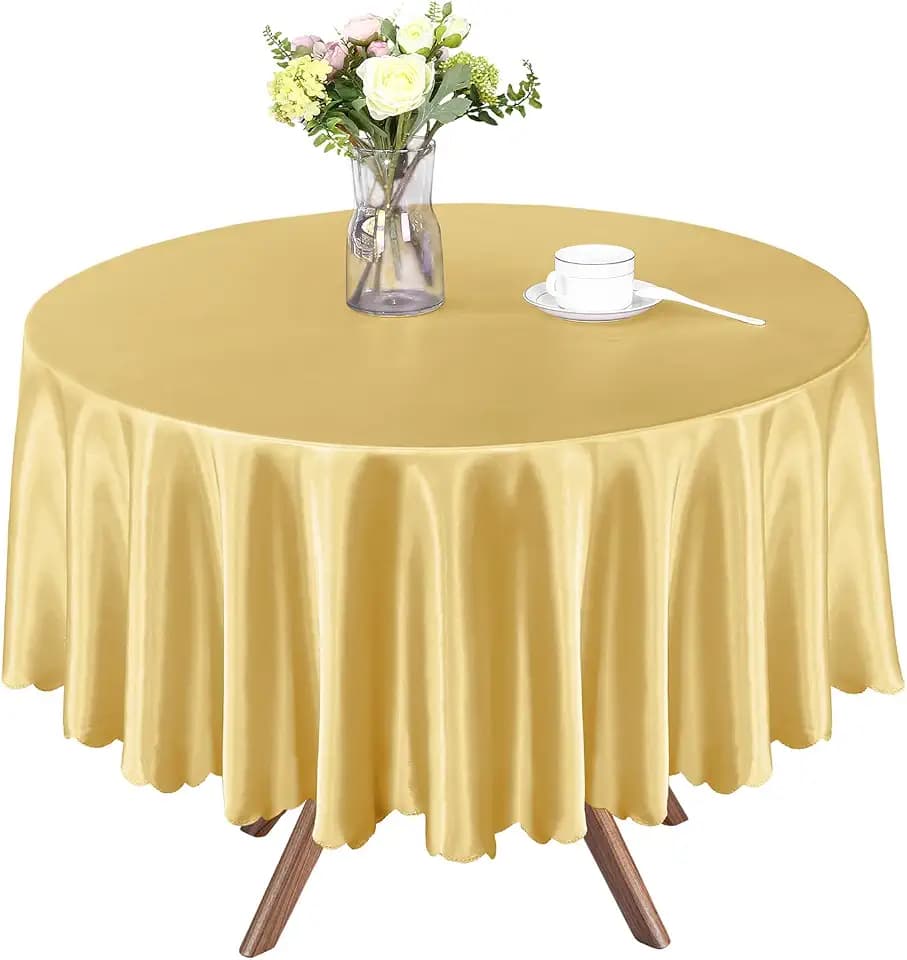 Homiest 84 Inch / 7ft Satin Round Tablecloth, Gold Table Cover