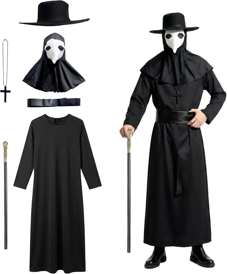 Wildarms Mens Plague Doctor Costume Halloween Robe Outfit