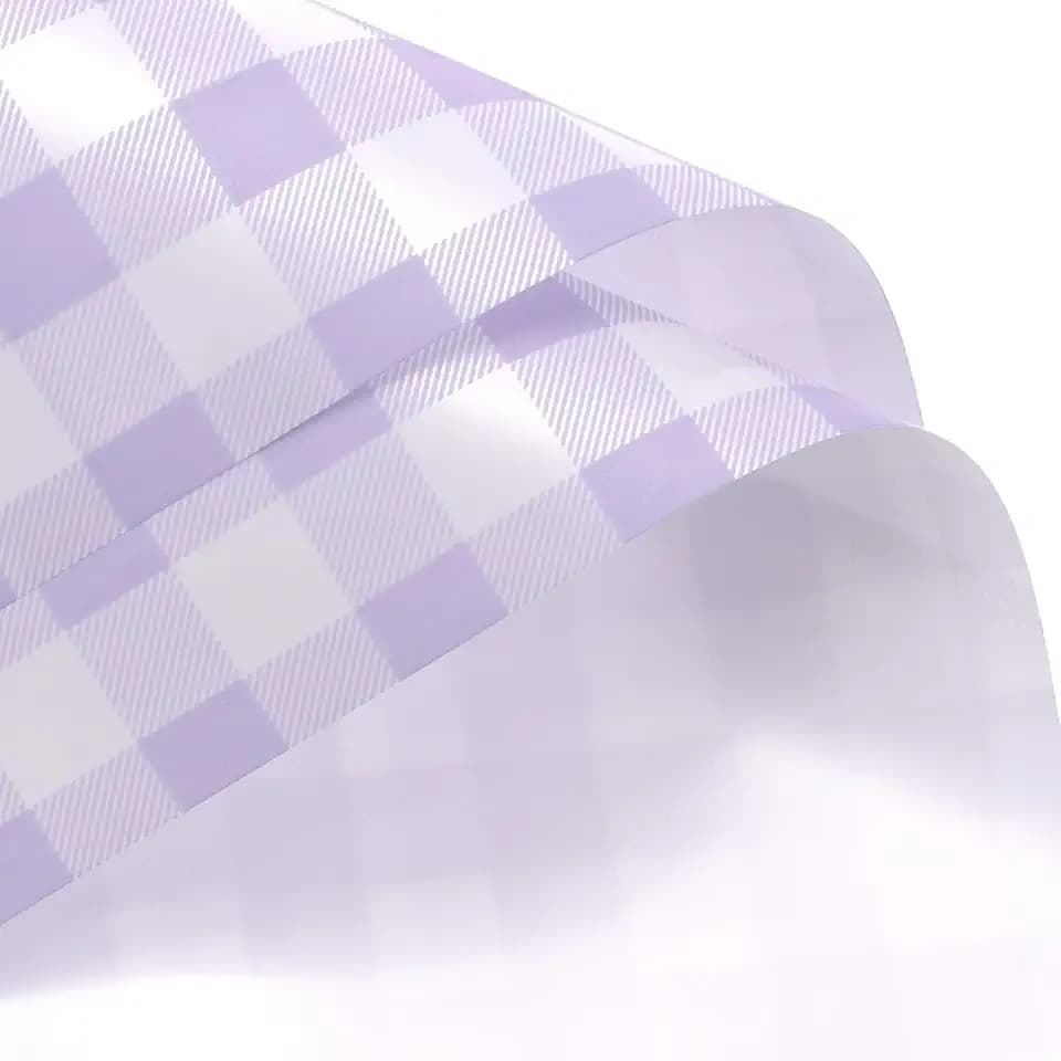 MECCANIXITY Flower Wrapping Paper Waterproof Floral Wrap Plaid Pale Purple Gift Packaging 22.8 x 22.8 Inch Used for DIY Crafts Bouquet Packaging 20 Pcs