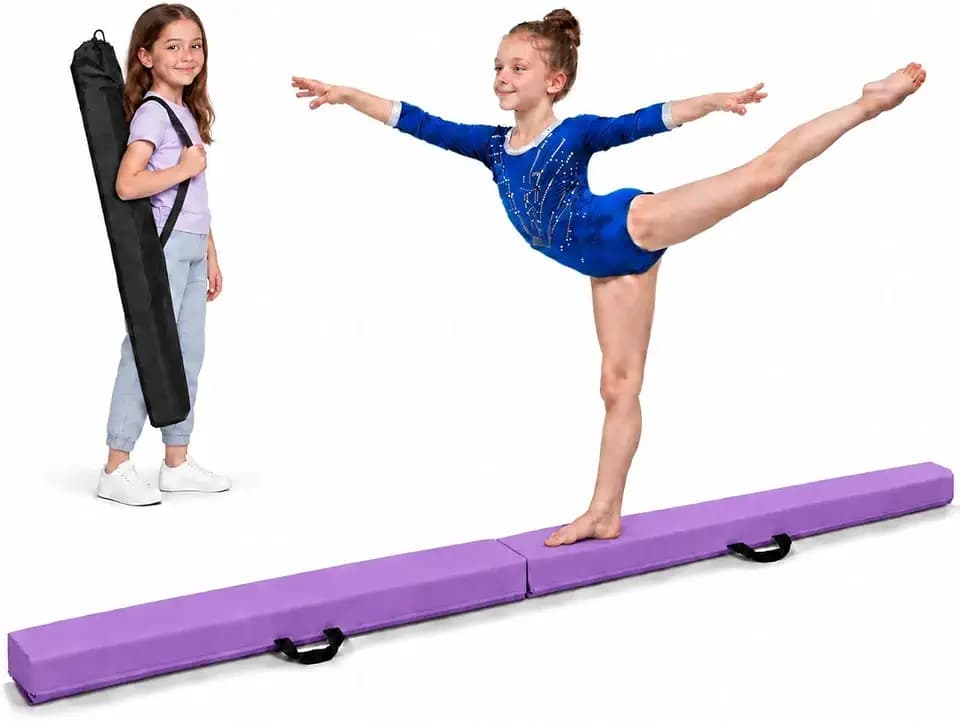 6FT/8FT Folding Gymnastics Balance Beam, Waterproof PVC Floor Beam