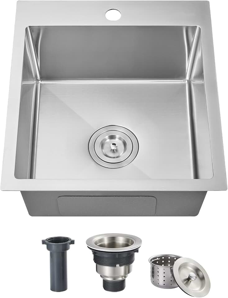 ROVOGO 17x19x8 Inch Small Kitchen Sink Drop In, Wet Bar Prep RV Sink