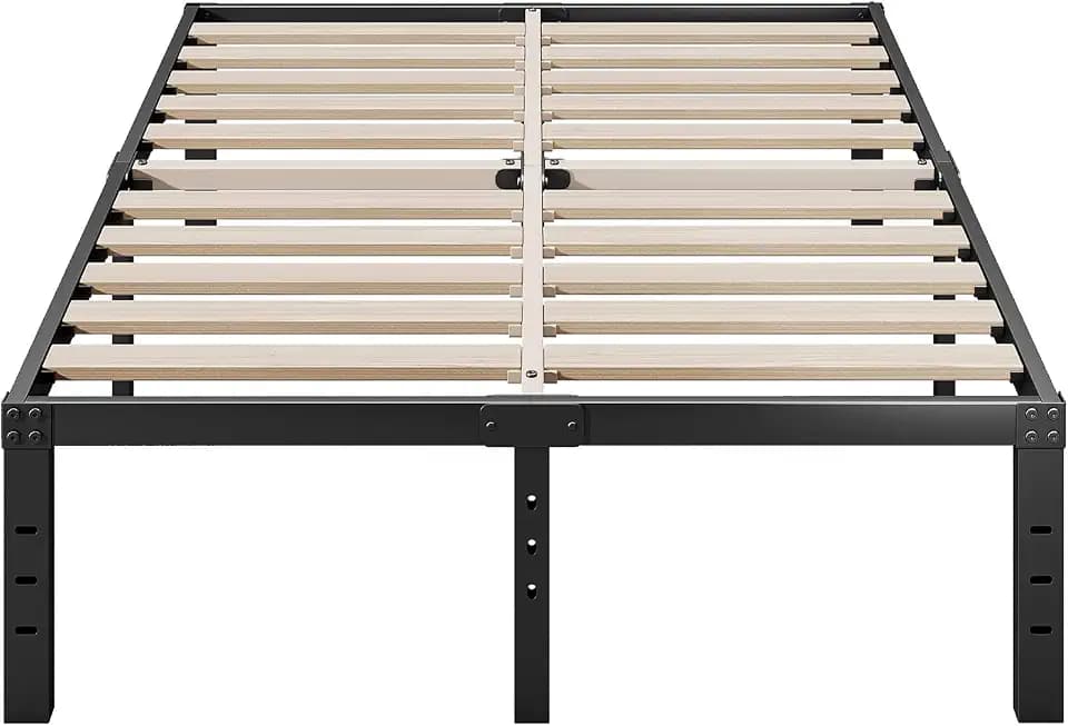 ZIYOO King Size Bed Frame 14“ High, 3” Wide Solid Wood Slats 3500lbs Support Mattress Foundation No Box Spring Needed/Noise Free/Easy Assembly