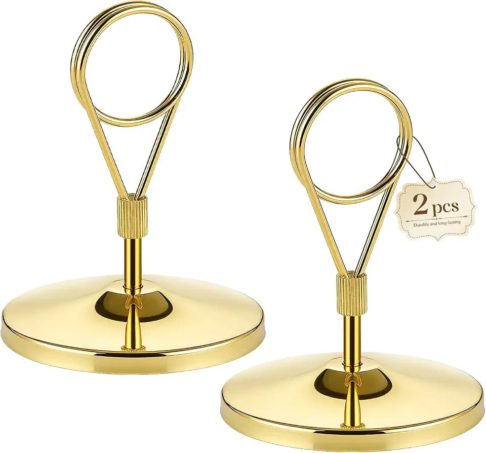 Weighted Place Card Holders for Table, Gold, 4" Tall, 2 Pcs