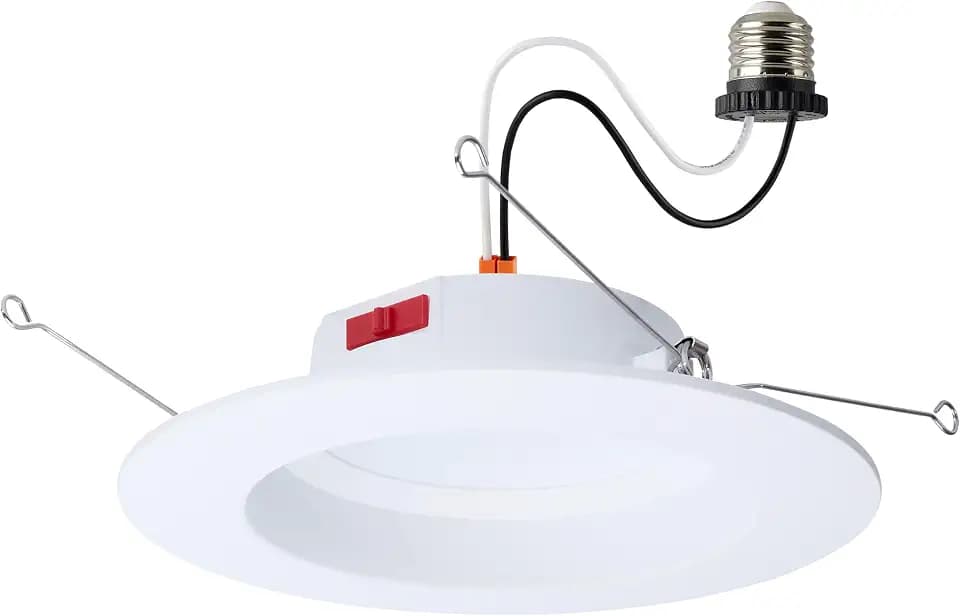 Satco S12604 10 Watt 5–6 Inch LED Downlight Retrofit CCT Selectable 2700K 3000K 3500K 4000K 5000K Round White Finish Energy Efficient Recessed Fixture
