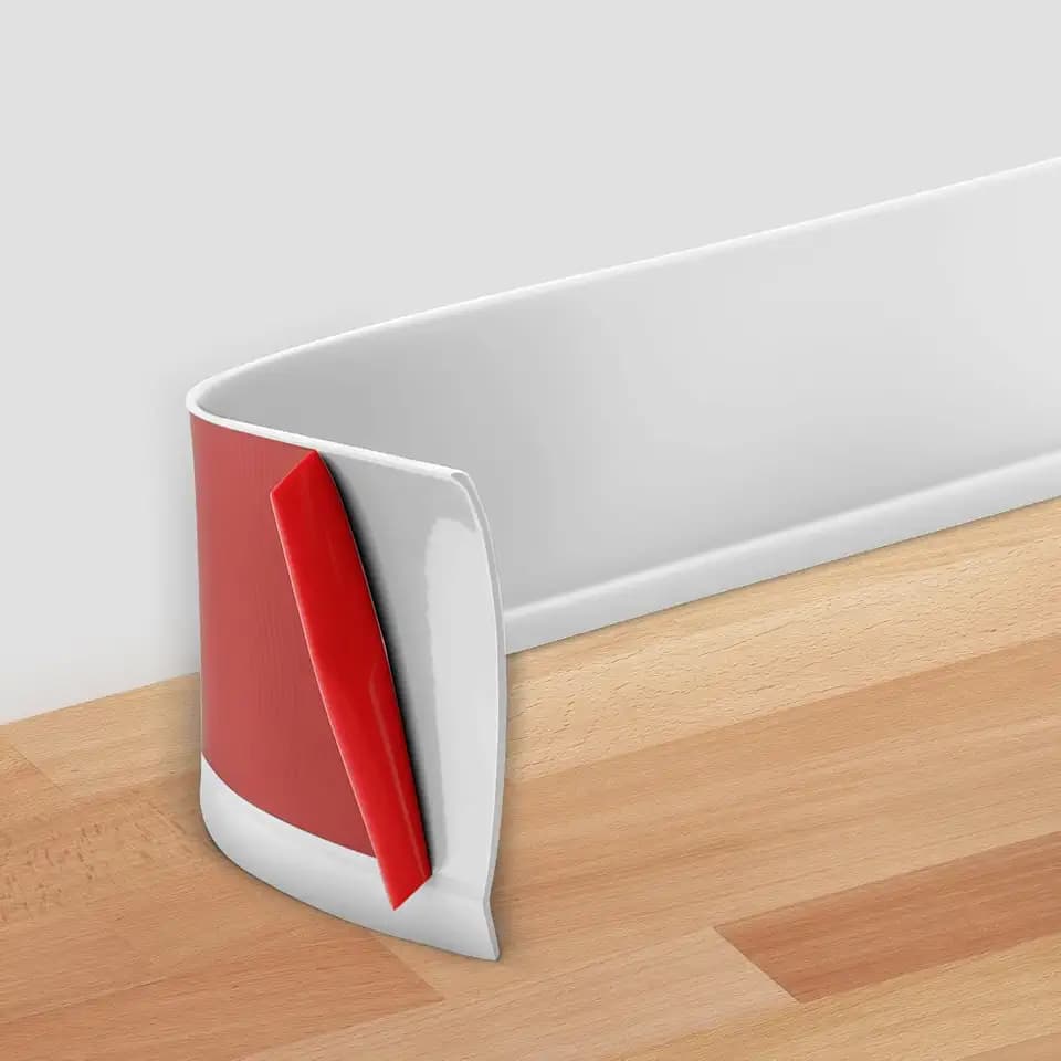 Peel and Stick Baseboard Trim 4" x 20 ft, Vinyl Baseboard Molding White