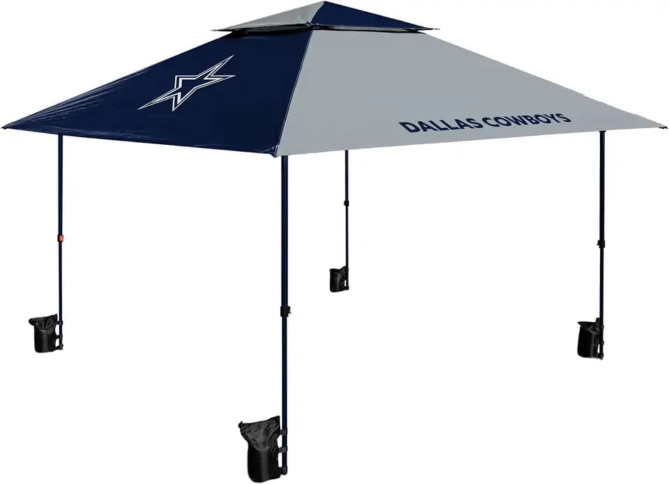 Logo Brands NFL Pop-Up 12x12 Canopy - Easy Setup with Built-in Wheels, Vented Roof for Airflow, Includes Sandbags, Stakes, and Tie-Downs – Tent for Tailgate & Outdoor Events