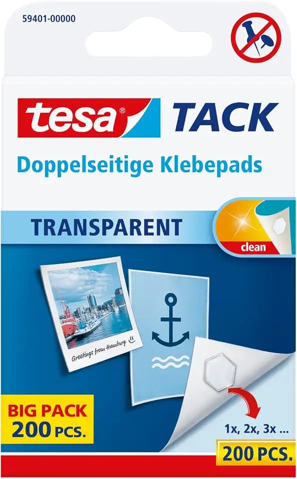 tesa TACK doppelseitige Klebepads - 1 x 200 Pads