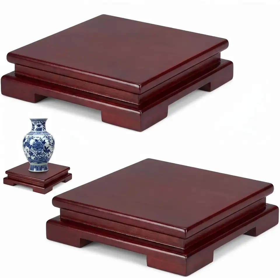 Chunful 6.7 x 6.7 x 2'' 2 Pcs Wooden Display Pedestal Stand, Red