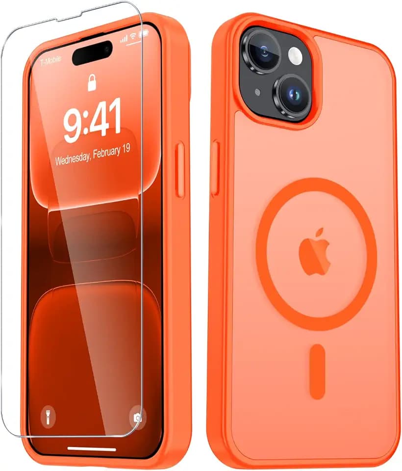 YENAPOON for iPhone 15 Plus/iPhone 14 Plus Case, Magnetic Cover, Orange