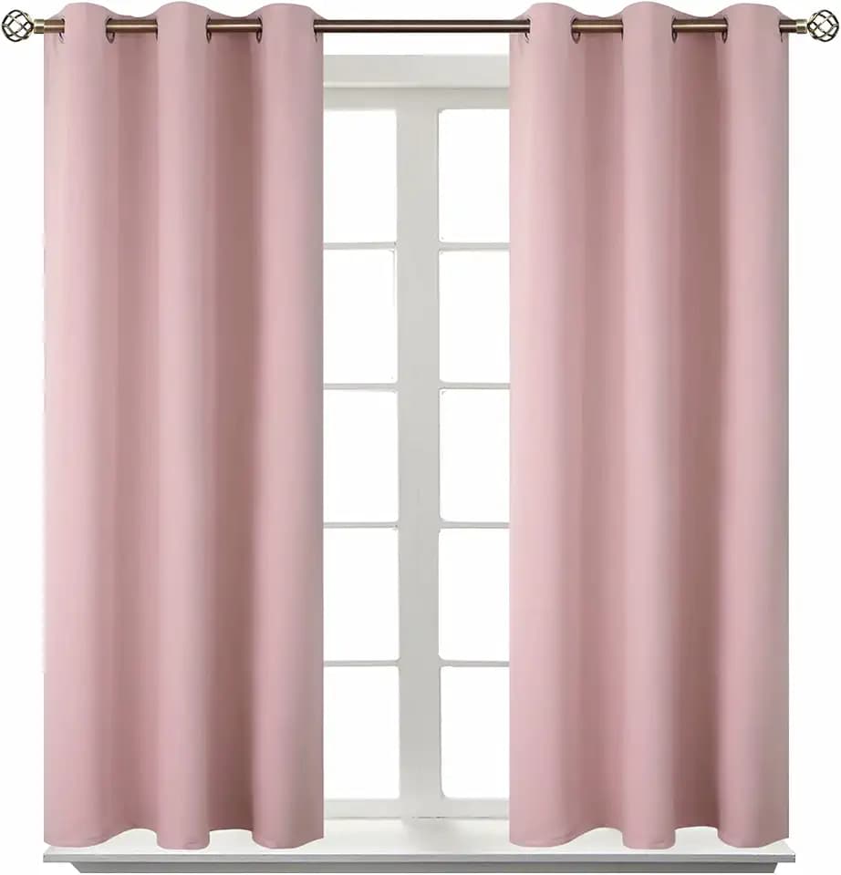 BGment Short Curtains for Small Window 45 Inch Long - Pink 2 Panels