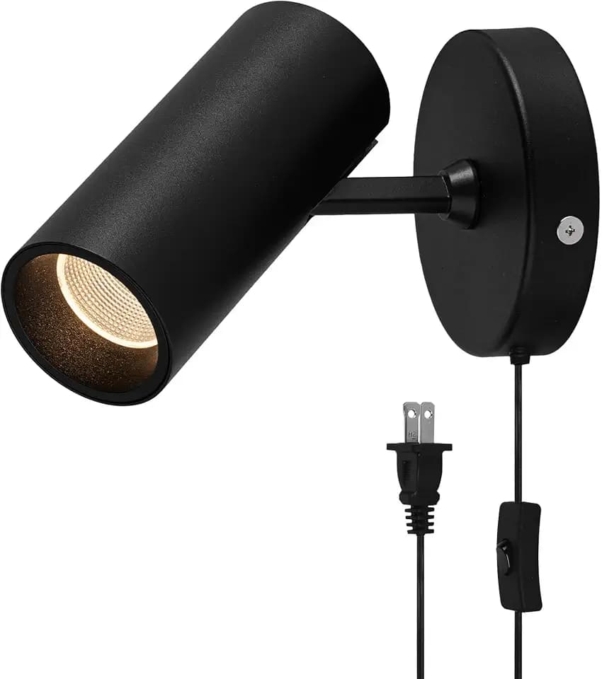 Aisilan LED Spotlight Uplighting Indoor, Plug in Wall Scones Accent Ceiling Spot Light Up Light Fixture for Plant Art Picture Gallery Paintings, CRI 97, 3000K, 12W, Black, 1 Pack