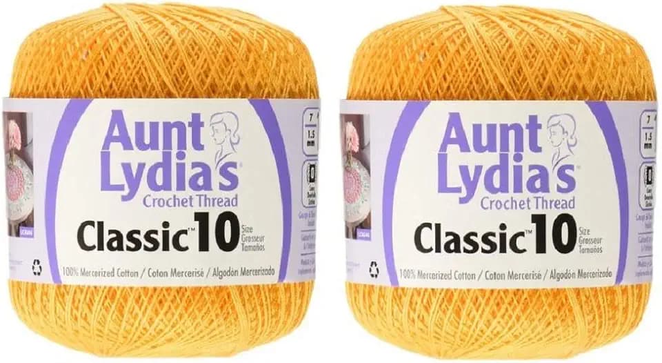 Aunt Lydia's Crochet Thread - Size 10 - Goldenrod (2-Pack)
