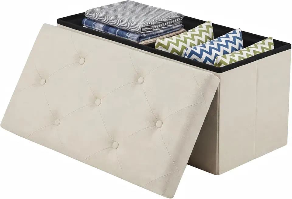 Sweetcrispy 30 Inch Folding Storage Ottoman Bench, Ottoman with Storage