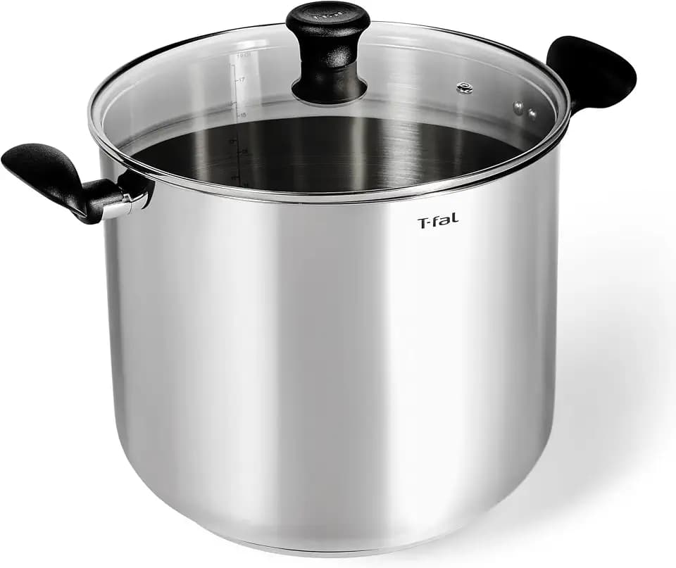T-fal Specialty Stainless Steel 16-Quart Stock Pot with Lid, Induction Compatible, Soup Pasta Pot, Dishwasher-Safe, Oven Safe Up To 350, Silver