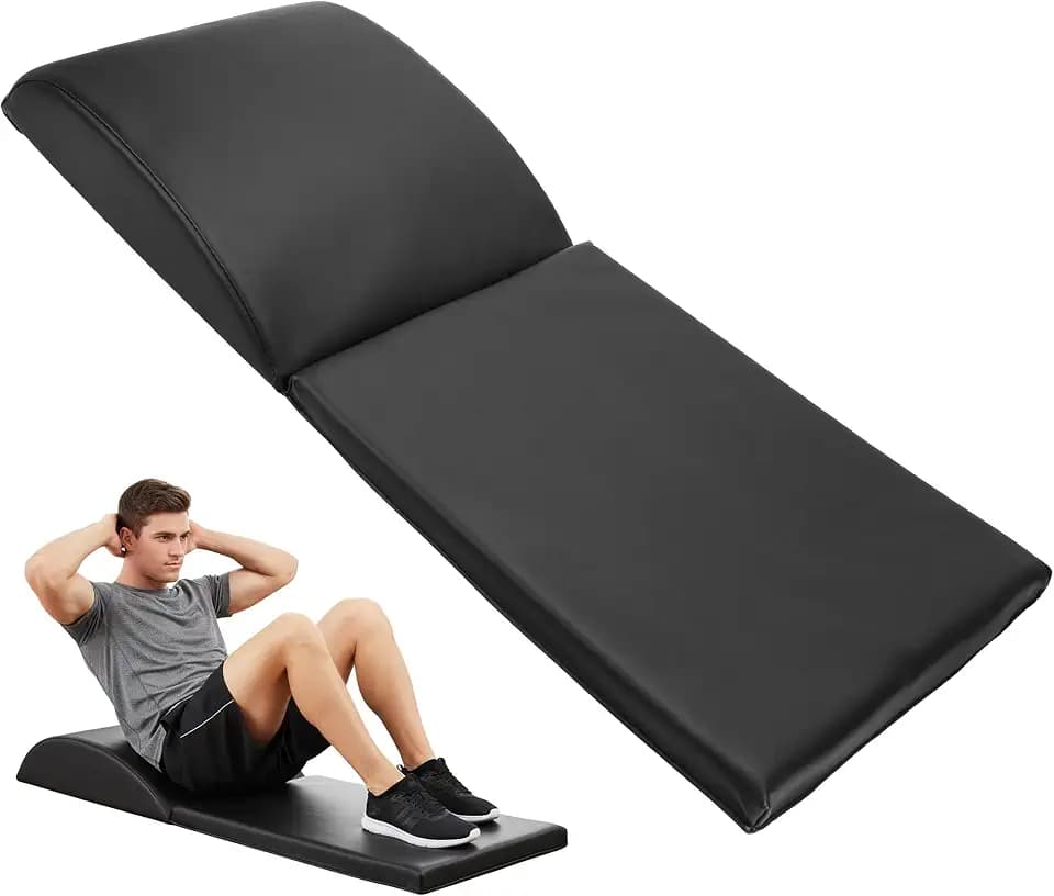 Ab Exercise Mat Fitness Abdominal Mat Sit Up Exercise Equipment for Core Training Thick Foam Pad Home Gym Workout Lumbar Support Lower Cushion Back Pain Relief Compact Floor Routine Foldable Trainer