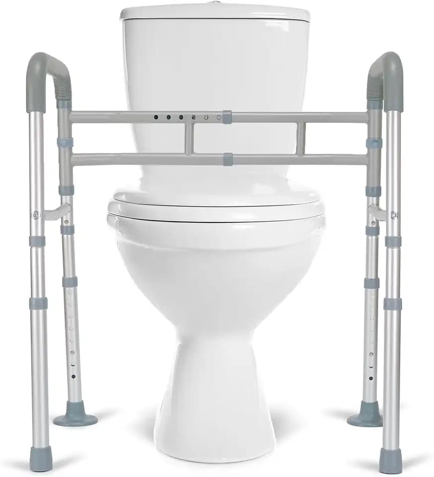 Toilet Safety Rails, Adjustable Toilet Rails for Elderly Adults Senior Disabled Handicap, Toilet Assistance Handles Safety Frames, Fit for Most Toilet, Foldable & Portable