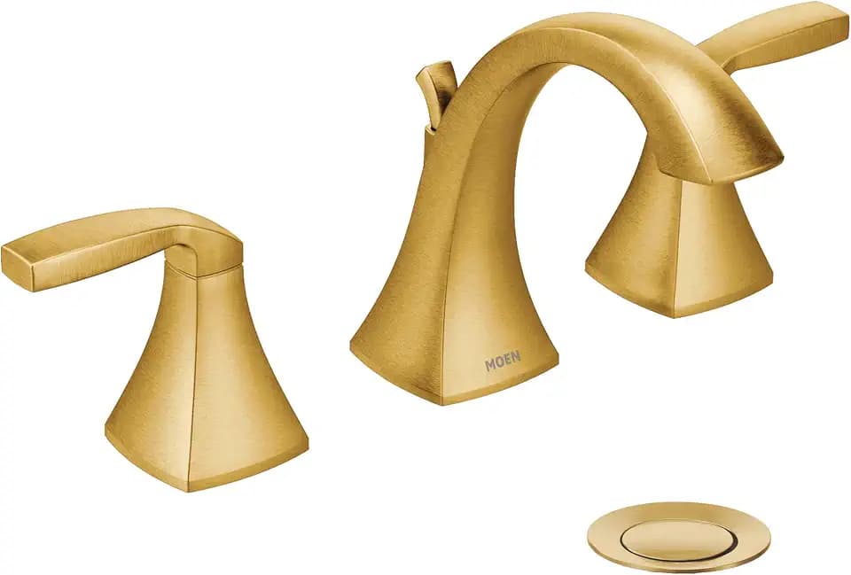 Moen Voss Two-Handle Widespread Bathroom Sink Faucet Trim Kit, Brushed Gold Finish, 8-Inch Adjustable 3-Hole Installation, Valve Required, Model T6905BG