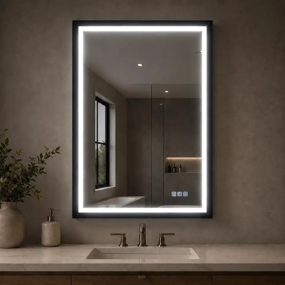 USHOWER 24x36 Inch Black Mirror with Light Frame, Shatter-Proof