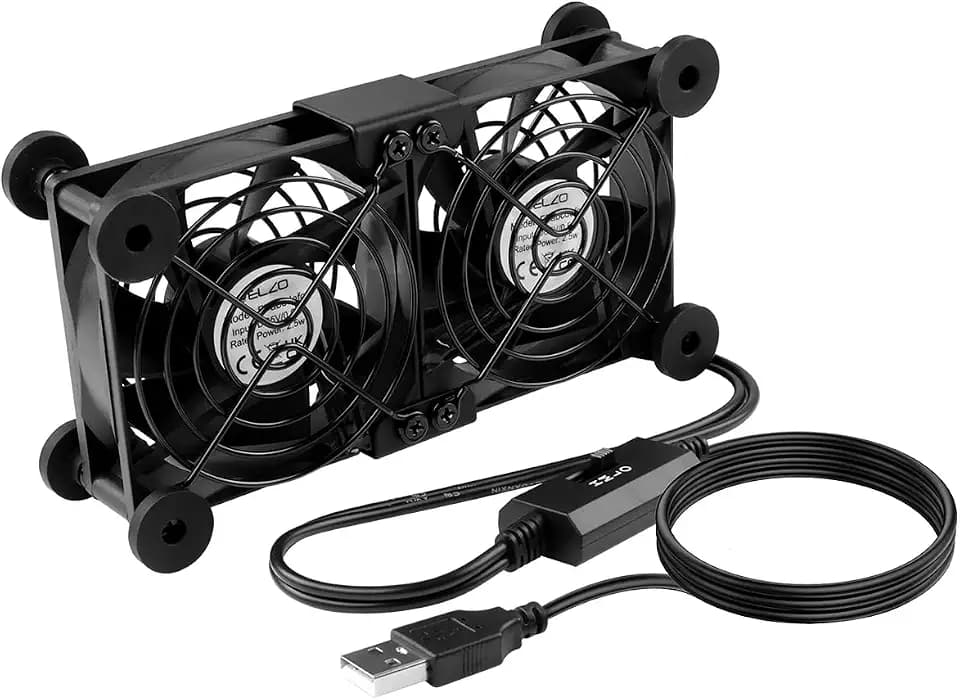 ELZO USB Ventilator, 80mm 5V mit 3 Einstellbare Geschwindigkeiten, Leise Mini Tischventilator, USB PC Computer USB Lüfter 80mm Axiallüfter für Computer/ PS4/ TV Box/Empfänger/AV-Kabine/Router