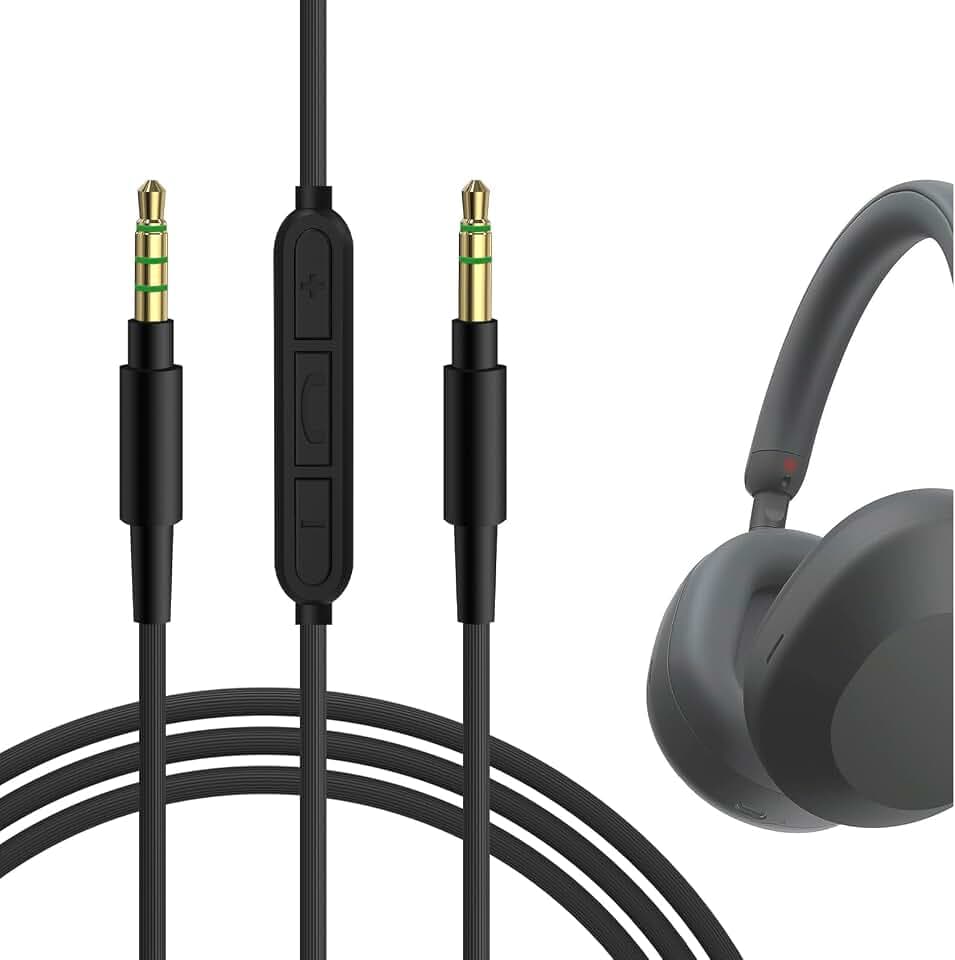 GEEKRIA Audiokabel mit Mikrofon kompatibel mit Sony WH-1000XM6/1000XM5/1000XM4, XB910N/XB900N, MDR-1R Kopfhörern, 3,5-mm-Ersatz-Stereo-Kabel (mit Inline-Mikrofon) (1,2 m/4 ft)