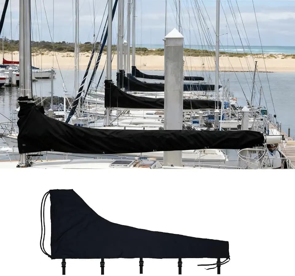 Mainsail Boom Cover, 800D Thickened Sailboat Mainsail Waterproof Cover, Protection from UV Radiation, for 13'-14' mainsails (Black) (13'-14')