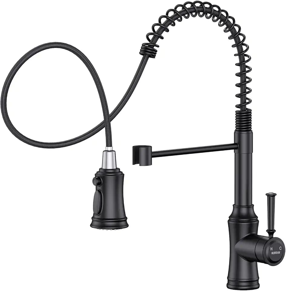 HURRAN Kitchen Faucet with Pull Down Sprayer, Commercial Stainless Steel
