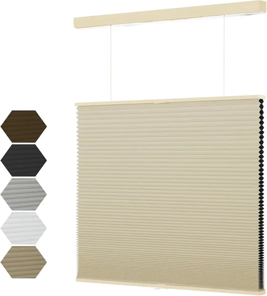 MYshade Top Down Bottom Up(TDBU) Cellular Shades, 1.5 inch Cordless Blackout Honeycomb Pleated Blinds for Windows Home Bedroom Office, Light Control, Thermal Insulated, 48 "W x 72" H, Beige