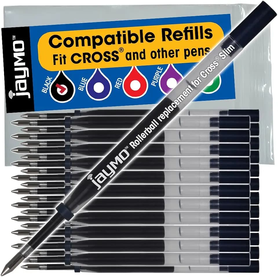 Replacement for Cross Slim 8910-1 - Gel Rolling Ball Pen Refill - 24 Black