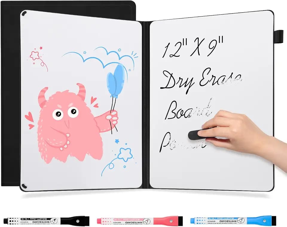 AGM Portable Dry Erase Whiteboard Notebook, 12"x9" (Dark)
