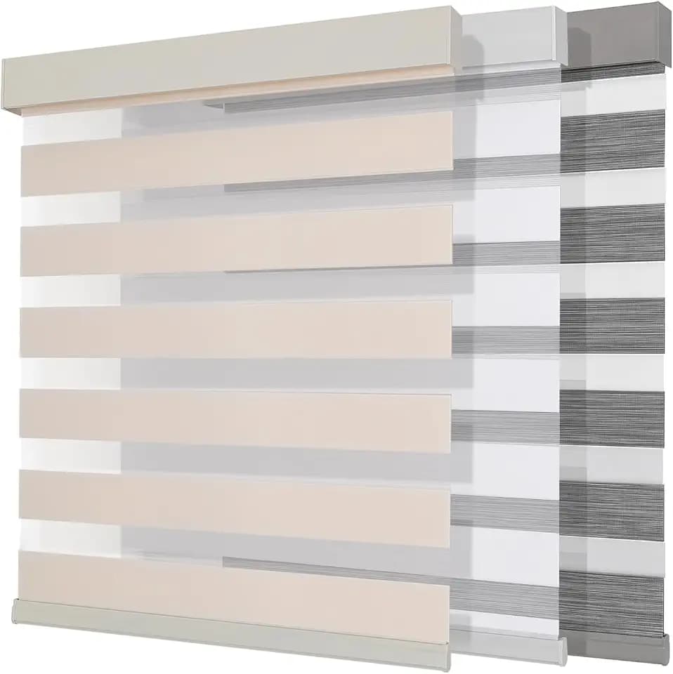 Joydeco Cordless Zebra Blinds for Windows (Pro), 28" W x 75" H, Beige