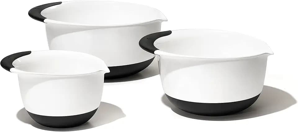 OXO Good Grips 3-Piece Plastic Mixing Bowl Set - Black & White