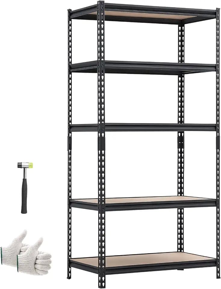 VEVOR Storage Shelves, 5-Tier Adjustable, 2000 lbs Capacity, Heavy Duty Garage Storage Shelving Unit, Metal Utility Rack Shelf, for Garage Warehouse Basement Kitchen, 36.34" W x 16.34" D x 71.38" H