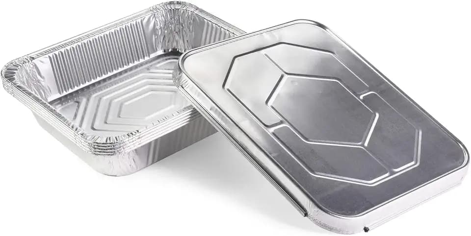 IDL Packaging Half-Size Aluminum Steam Table Pans with Lids - Deep, 13" x 11" x 3" (Pack of 5) - Disposable Foil Pan for Grilling, Roasting, BBQ, Cooking, Baking, Freezing - Catering Supplies