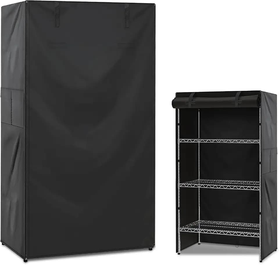 Wire Rack Shelf Cover,Heavy Duty Waterproof Dustproof Standing Shelf Units Cover with Zipper for Outdoor Indoor Wire Shelving,36 * 14 * 72 inches,Black