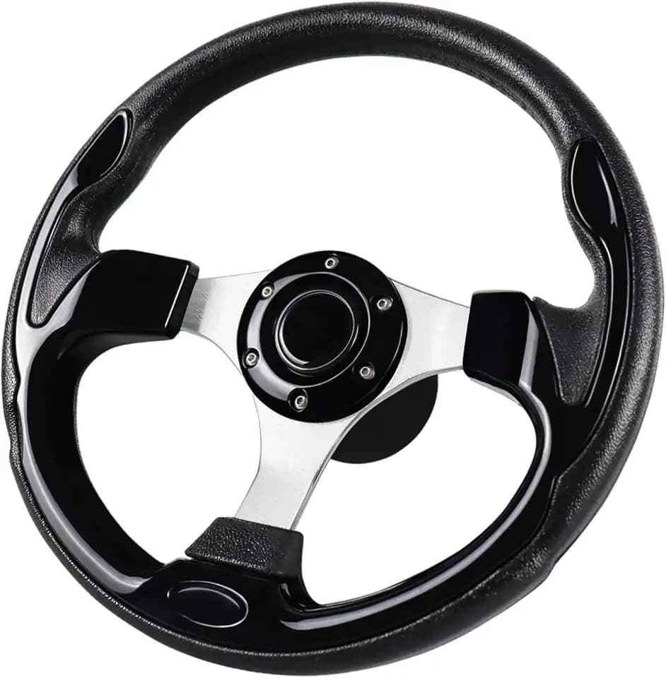 12.5inch, 3/4 Inch Axle Marine Steering Wheel Adapter, Anti-Slip Carbon Fiber Steering Wheel for Boats, Yachts, Pontoon Boats Black
