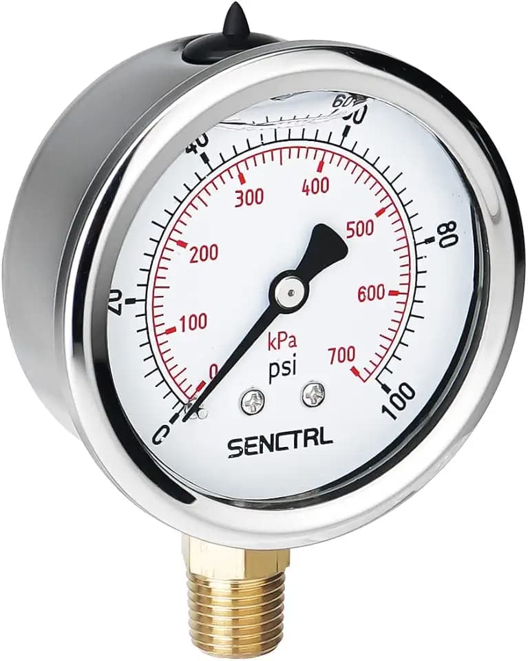 SENCTRL 100 Psi Lead-Free Glycerin Liquid Filled Low Water Pressure Gauge