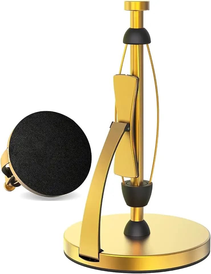 VEHHE Gold Paper Towel Holder Countertop, One Hand Tear, EVA Weighted Base