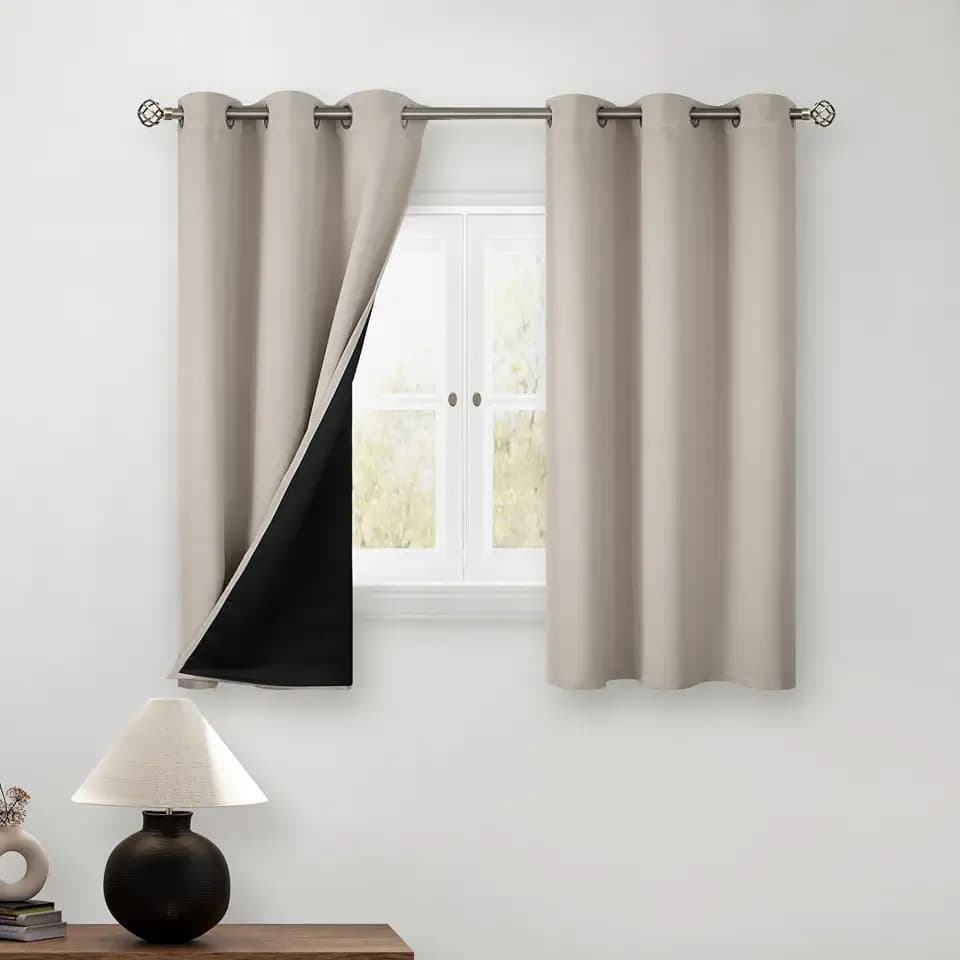 BGment Camel Short Blackout Curtains for Small Window - 2 Panels