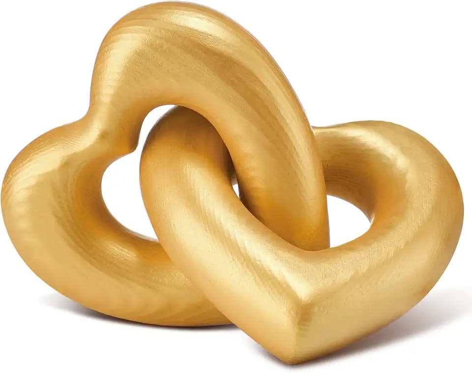 Colingmill Wooden Interlocking Hearts Wood Chain Link Decor, Vintage Gold