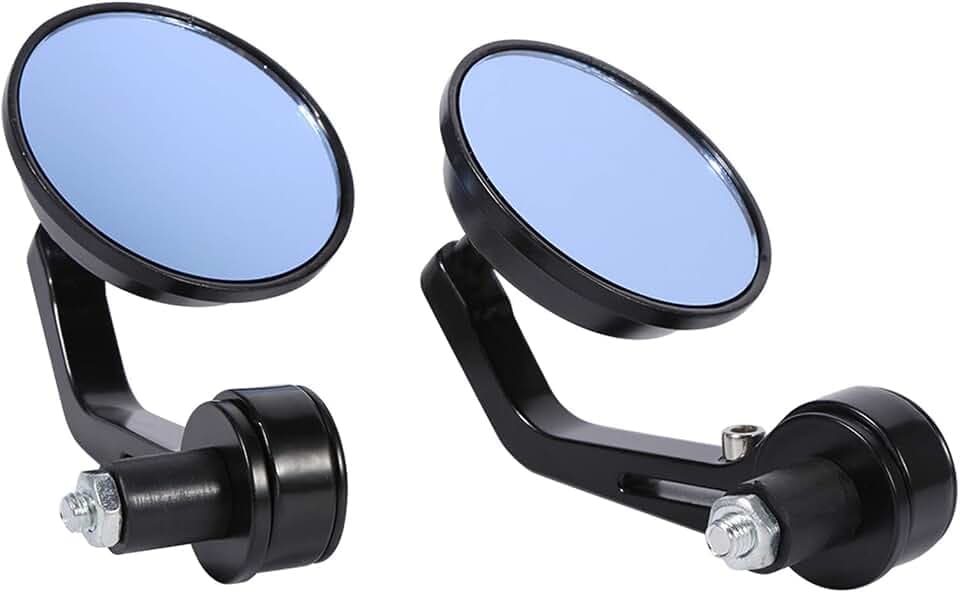 Keenso Motorrad Lenker Spiegel, 1 Paar 22mm Universal Motorrad Rückspiegel Seitenspiege Schwenkkopf Speziell für Motorrad Motorrad-Spiegel