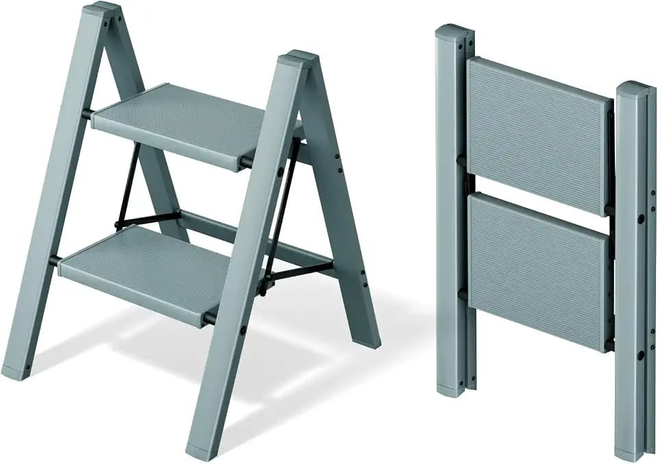 Mayi Plus 2 Step Stool Foldable, Aluminum, Lightweight Step Ladder