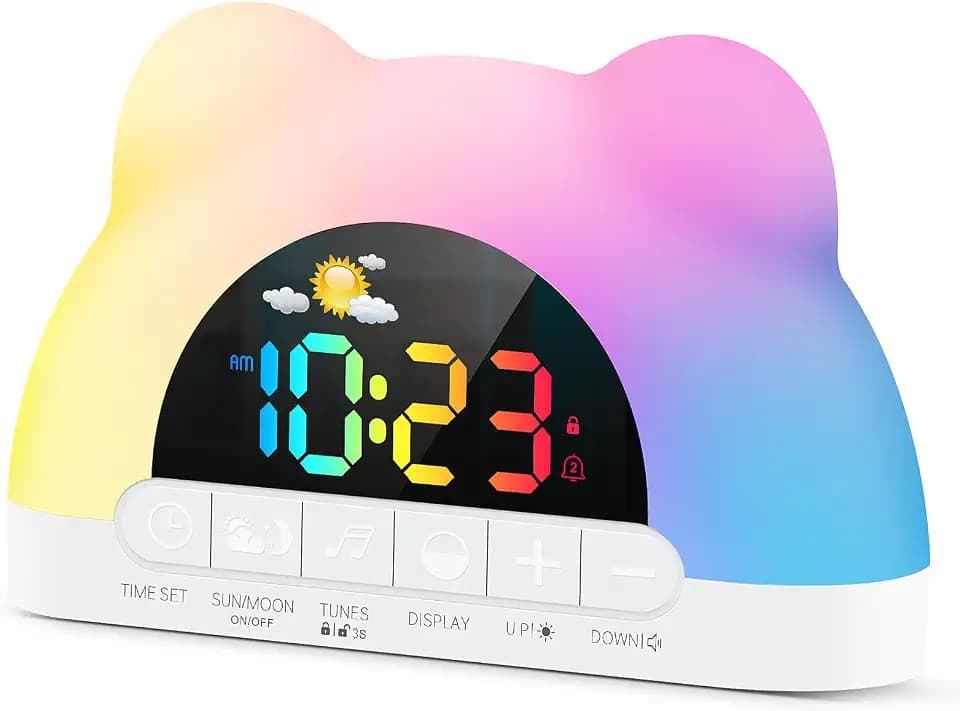 Azyh Alarm Clock for Kids, Ok to Wake Clock with Green Light Red Light, Children's Sleep Trainer,10 Ringtones,3 Brightness, Dual Alarms, Digital Alarm Clock for Adults Boy Girl Toddler Bedroom