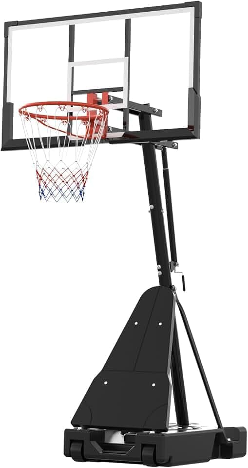 Garvee Basketball Hoop, 54 Inch Shatterproof PC Backboard, 4.9-10FT Height Adjustable Basketball Hoop Goal System,Mobile Stand with Wheels Weighted Base,Youth&Adults, Driveway Backyard Pool Play