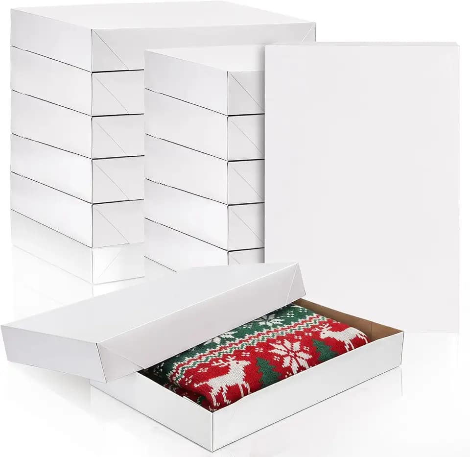 Fasmov 17" XL Gift Boxes with Lids, 30 Pack White Gift Boxes Perfect for Robes, Sweaters, Shirts, Extra Large 17" L x 11" W x 2.44" H Paper Gift Boxes for Birthdays, Graduations, Christmas, Weddings