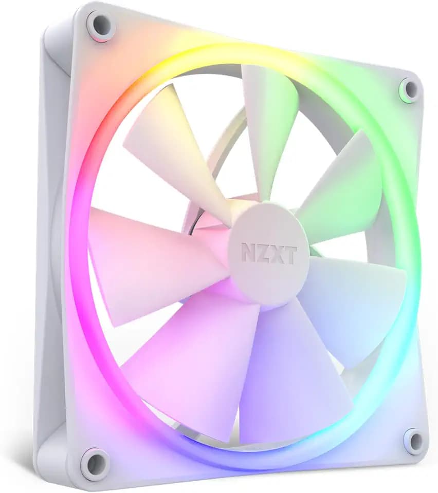 NZXT F140 RGB - 140mm PWM RGB PC-Lüfter - Weiß | 140mm PWM RGB-Lüfter mit erweiterter Beleuchtungsanpassung und flüsterleiser Kühlung. CAM-kompatible Beleuchtung.