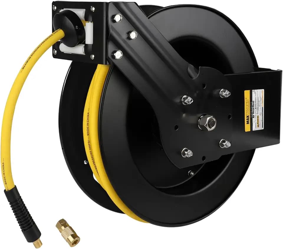 MaxWorks Retractable Air Hose Reel - 3/8 x 50 ft Hybrid - 250 PSI (51240)